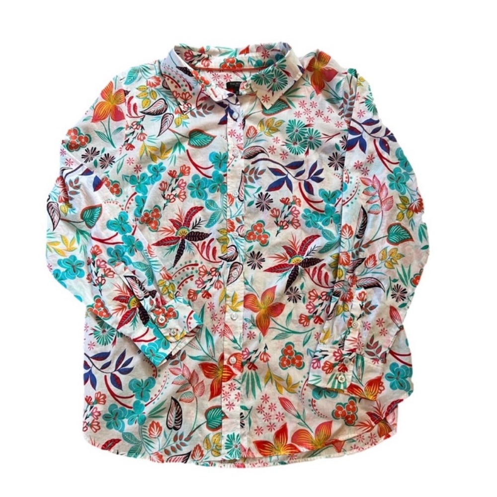 Talbots Lush Floral Cotton Button Front Shirt, Size 1X - Picture 2 of 12